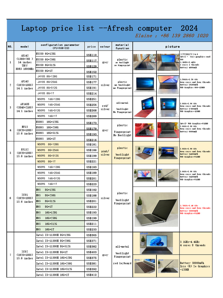 Leptop price list discount