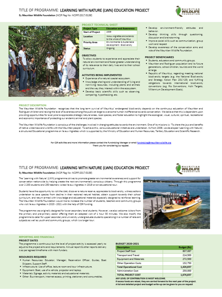 Learning with Nature Education Project | PDF | Biodiversity ...