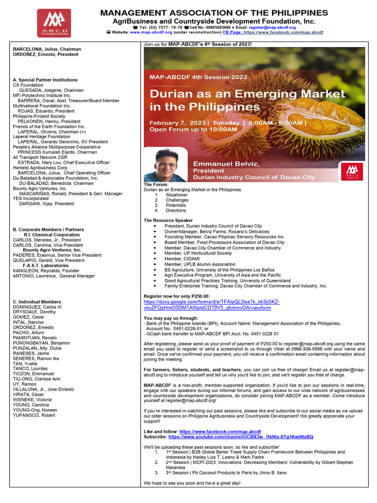Durian Market Forum Registration 2023 | PDF | Business