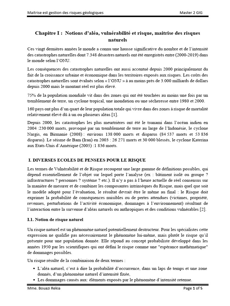 Gestion des Risques Géologiques Naturels | PDF | Risque | Gestion des ...