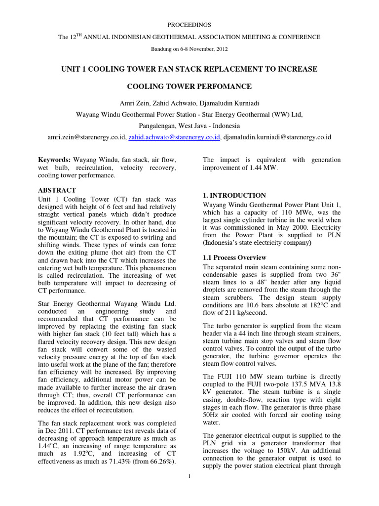 Unit-1 Cooling Tower Fan Stack Replacement To Increase Cooling Tower ...