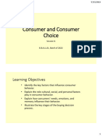 Consumer and Consumer Choice: Learning Objectives
