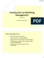 Introduction To Marketing Management: Learning Objectives