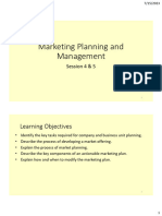 Marketing Planning and Management: Learning Objectives