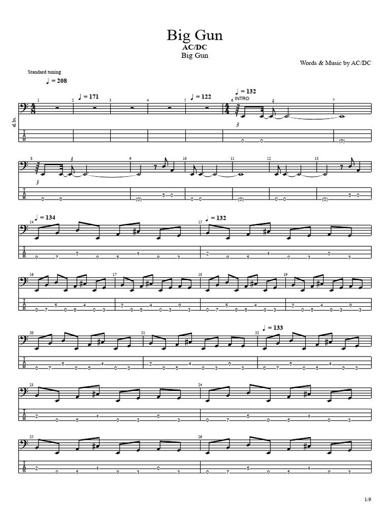 ACDC - Big Gun | Download Free PDF | Song Recordings | Popular Music