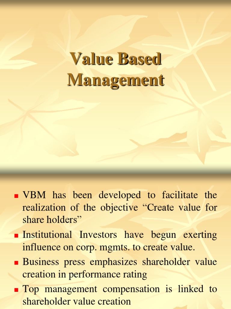 Value Based Management PDF Shareholder Value Strategic Management