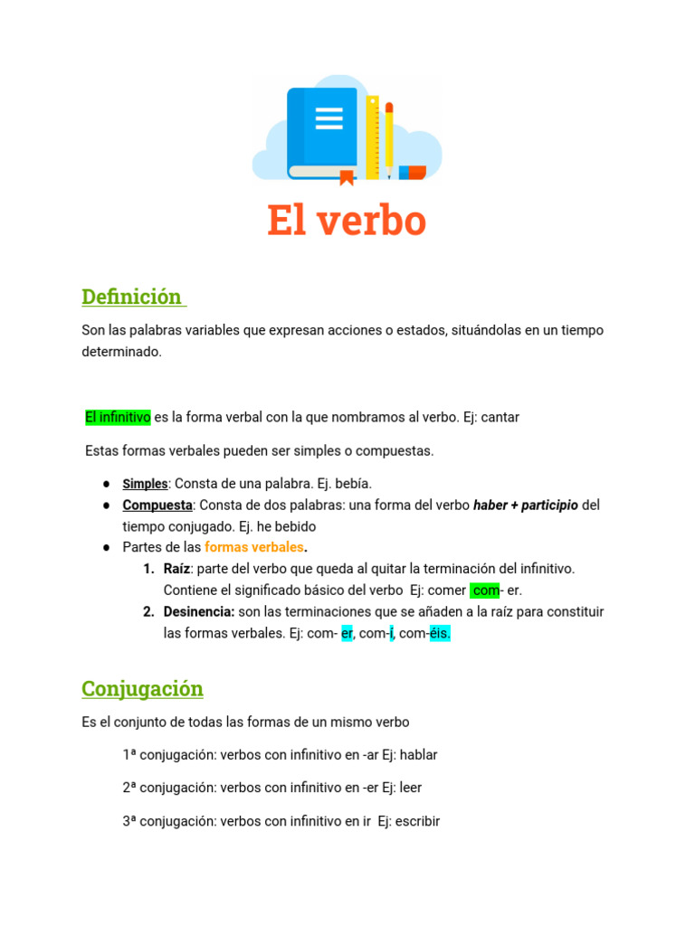 Partes y Conjugación del Verbo | PDF | Verbo | Conjugación gramatical