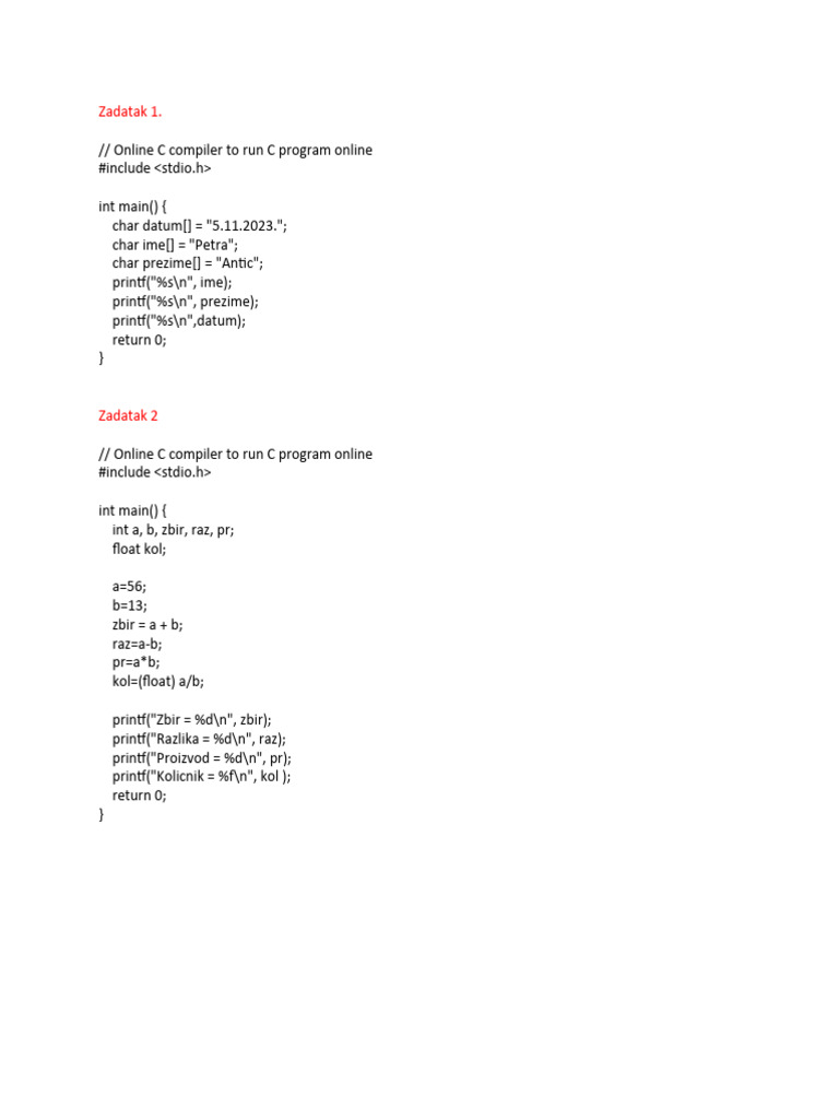 Zadaci Za Vezbanje - Petra | PDF