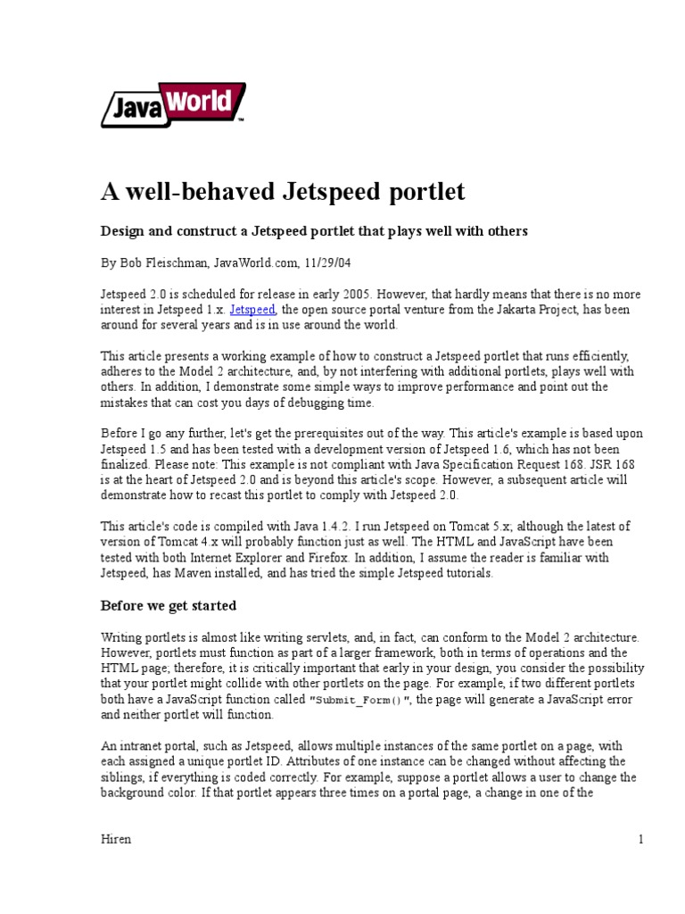 A Well Behaved Portlets | PDF