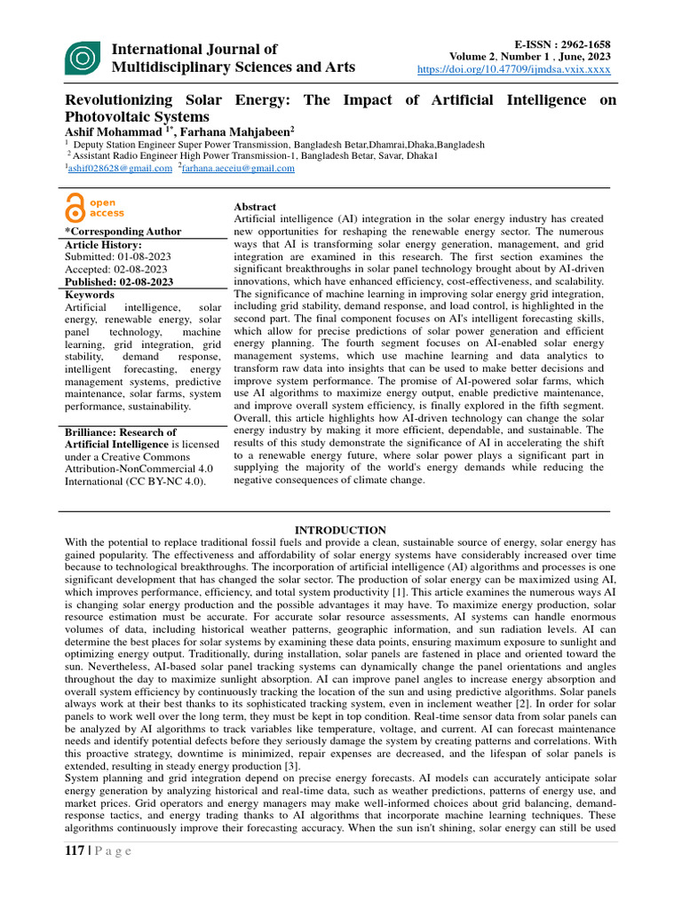 AI-Driven Innovations in Solar Energy | PDF | Solar Power ...