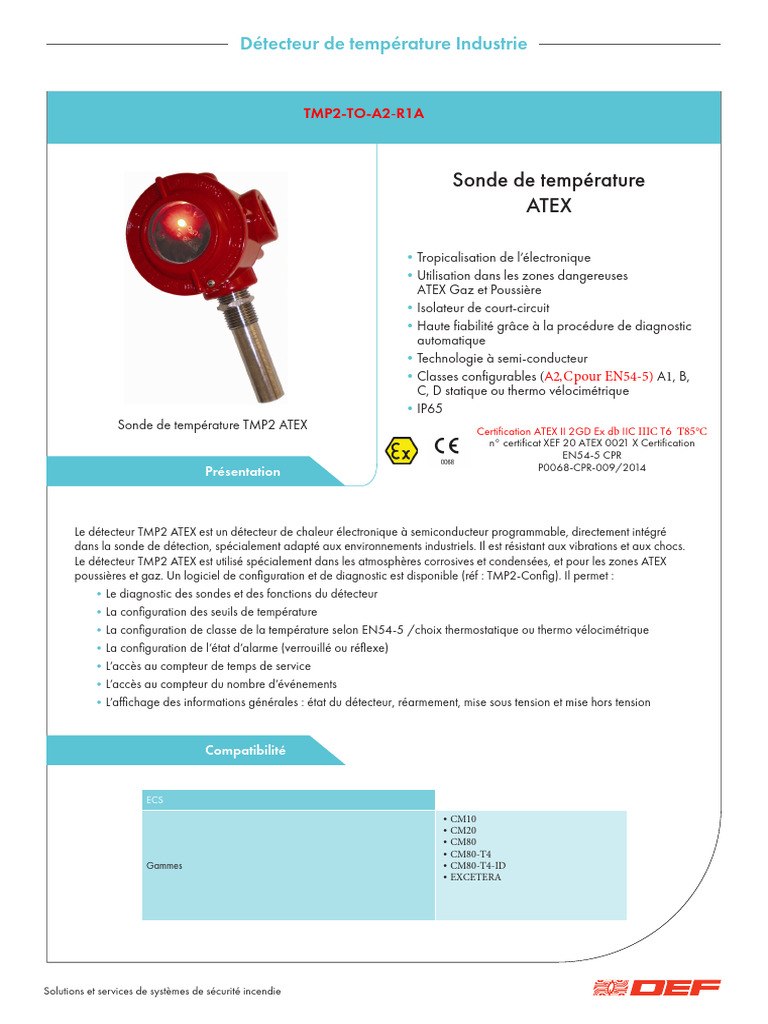 Détecteur de température ATEX TMP2 | PDF | Électronique | Électricité