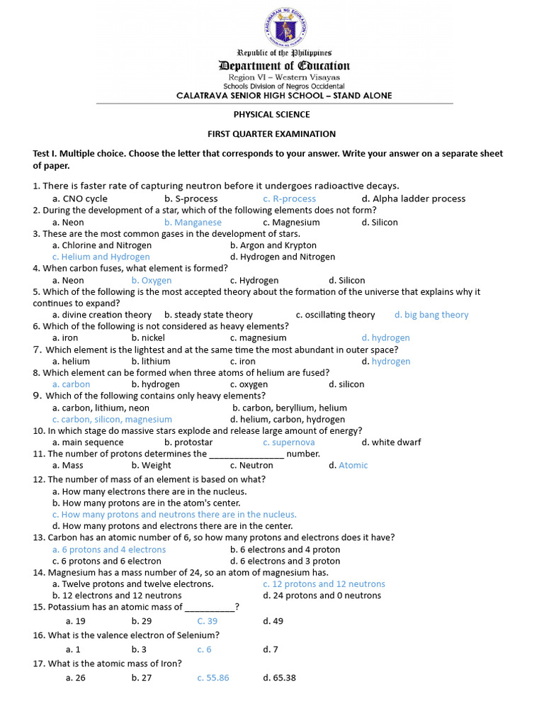 PS 1ST Quarter Exam | PDF | Chemical Polarity | Chemical Bond