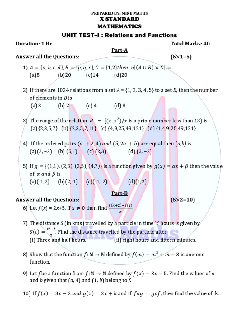 10th Maths Unit Test Question Papers | PDF | Line (Geometry) | Circle