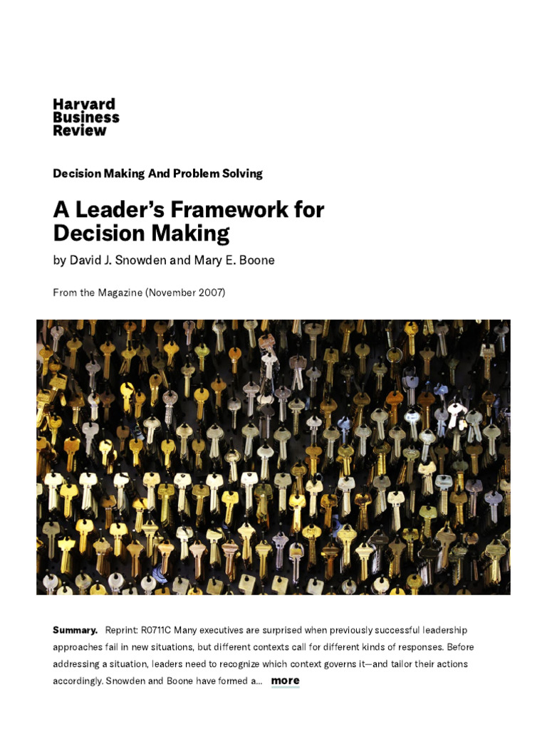 Cynefin Framework for Decision Making | PDF | Cognition