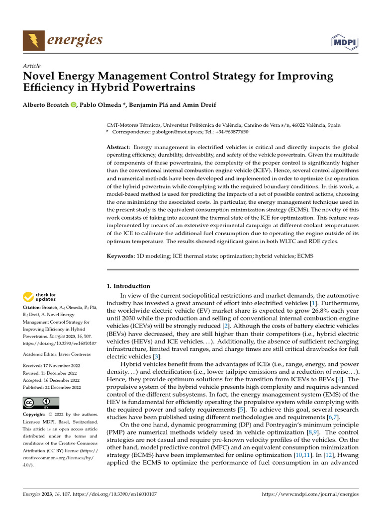 Novel Energy Management Control Strategy For Improving Efficiency in ...