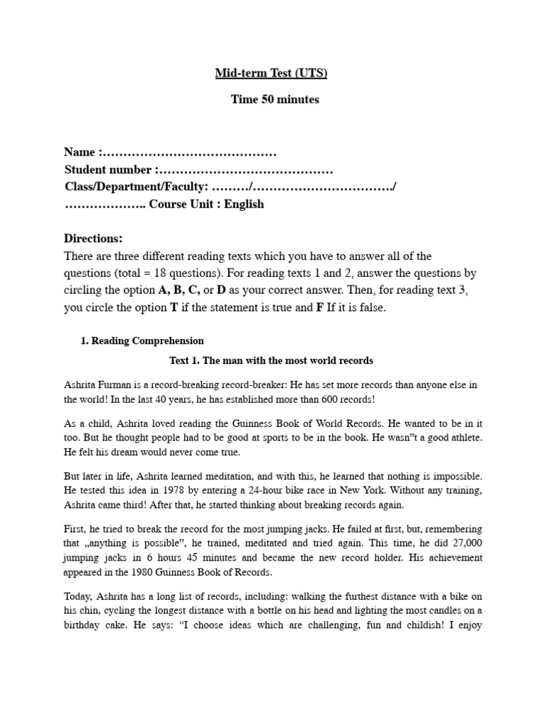 UTS Mid-term Test Instructions | PDF | Learning | Social Media