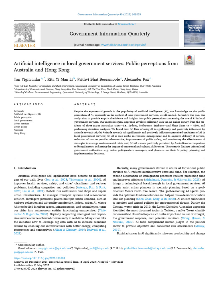 AI Perceptions in Local Government Services | PDF | Artificial ...
