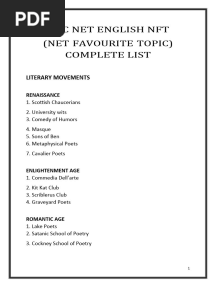 UGC NET English (NET Favourite Topics) Complete List - 1393