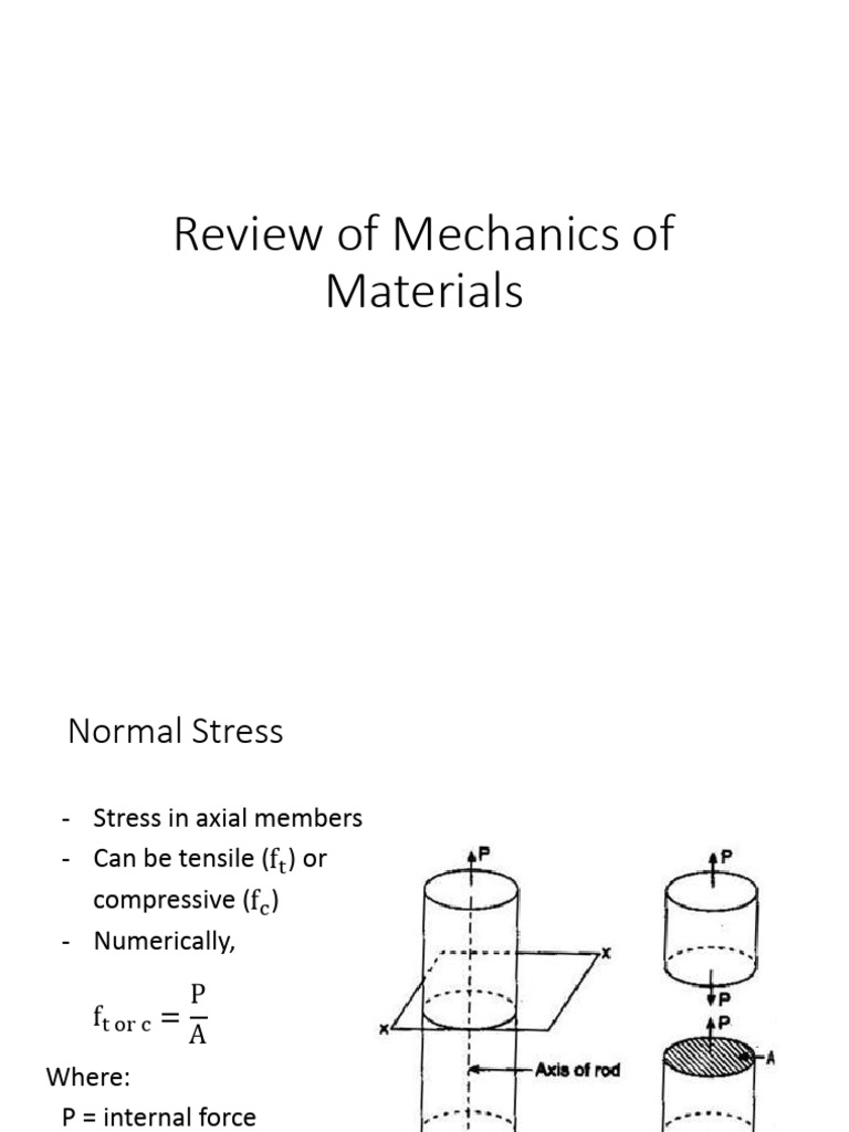 Review of Mechanics | PDF | Bending | Stress (Mechanics)