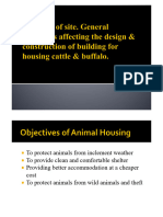 Selection of site. Housing systems in cattle & Buffalo