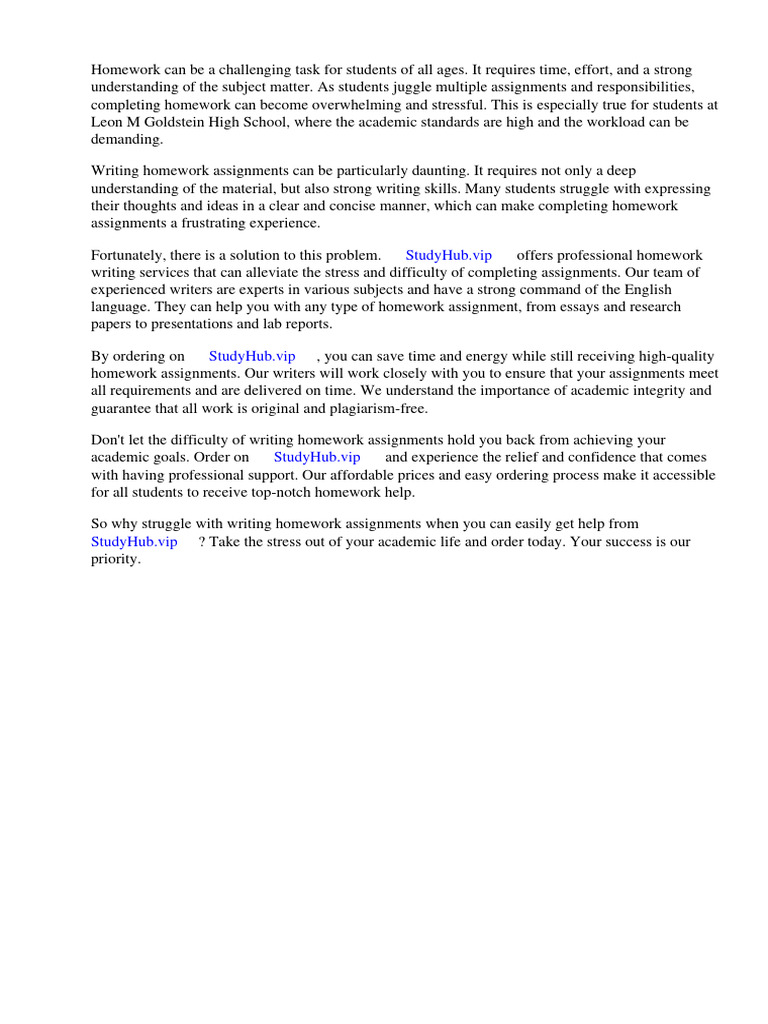 Leon m Goldstein Homework PDF Advanced Placement