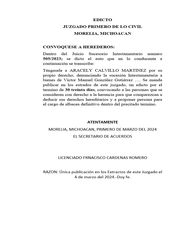 Edicto Correcto | PDF | Derecho