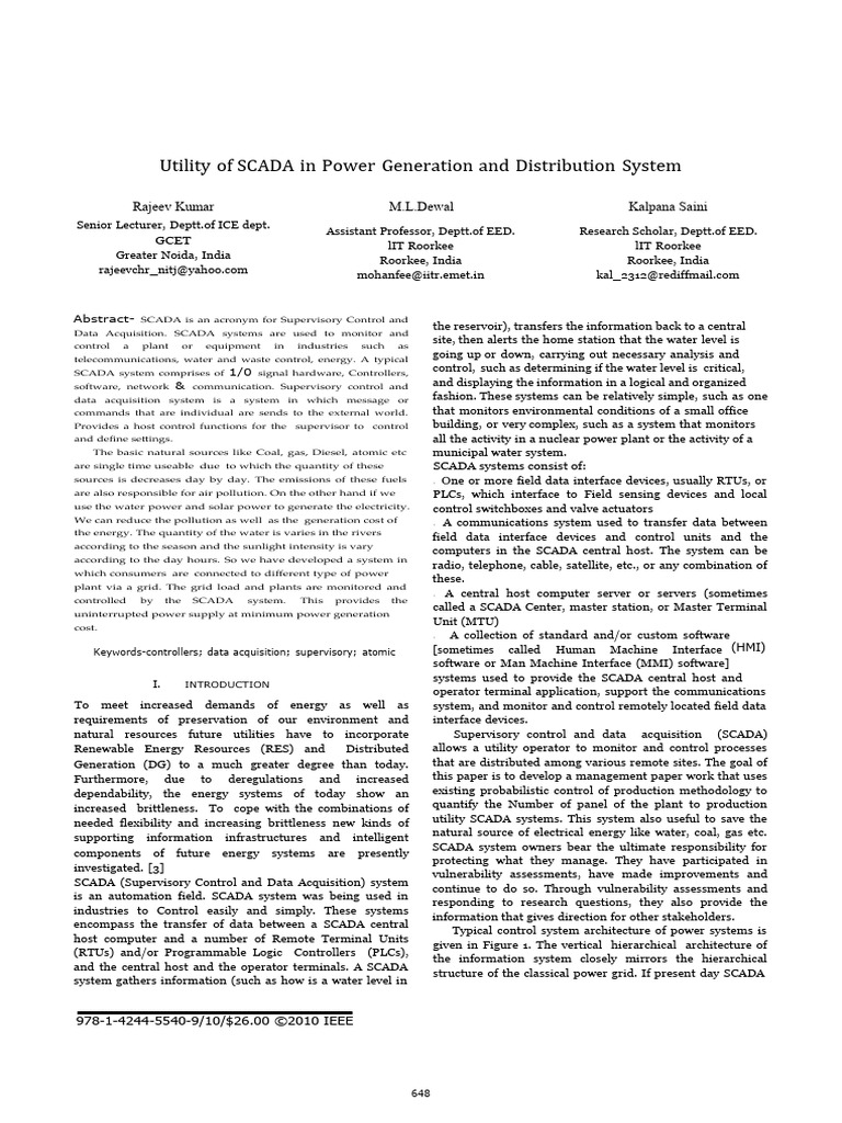 SCADA Systems in Power Generation Management | PDF | Scada | Solar Power