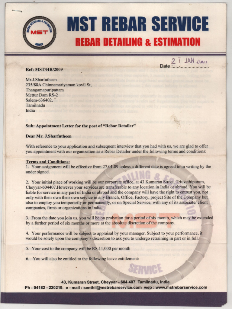 Appointment Order PDF