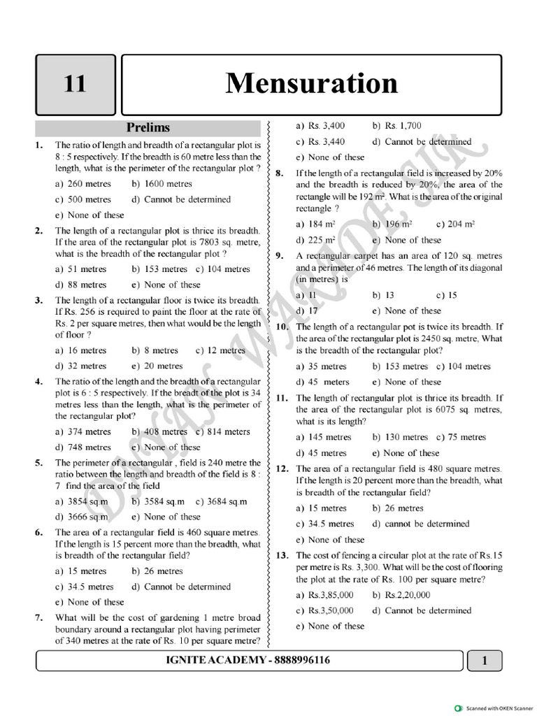 Mensuration 19392220 | PDF