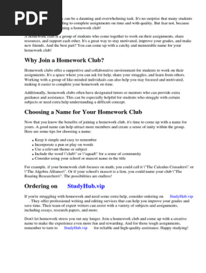 Good Names for Homework Clubs