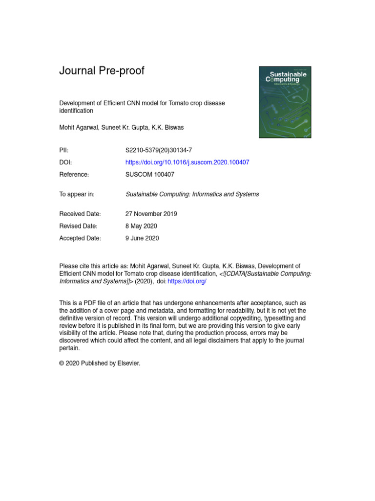 Efficient CNN for Tomato Disease Detection | PDF | Support Vector ...
