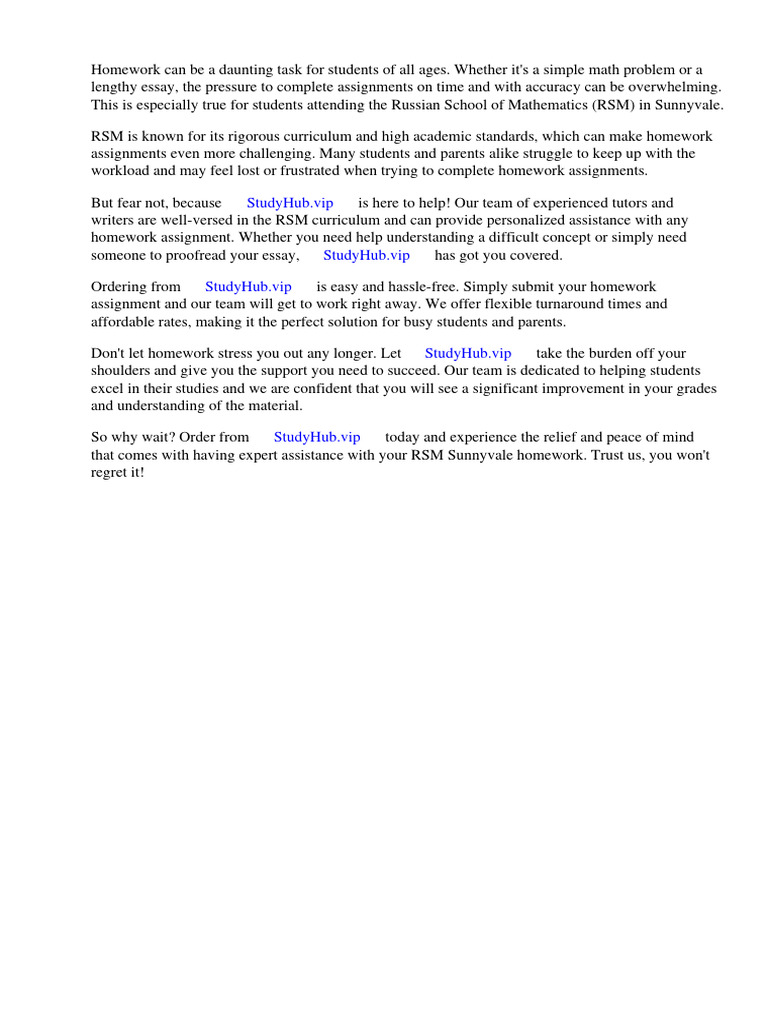 RSM Sunnyvale Homework | PDF | Homework | Schools