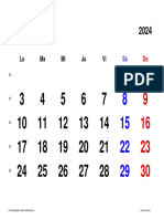 Calendario Junio 2024 Espana Horizontal Clasico