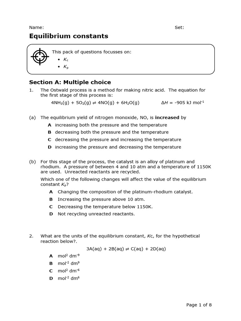 KC and KP Questions Equilibria | PDF | Chemical Equilibrium | Sulfur ...