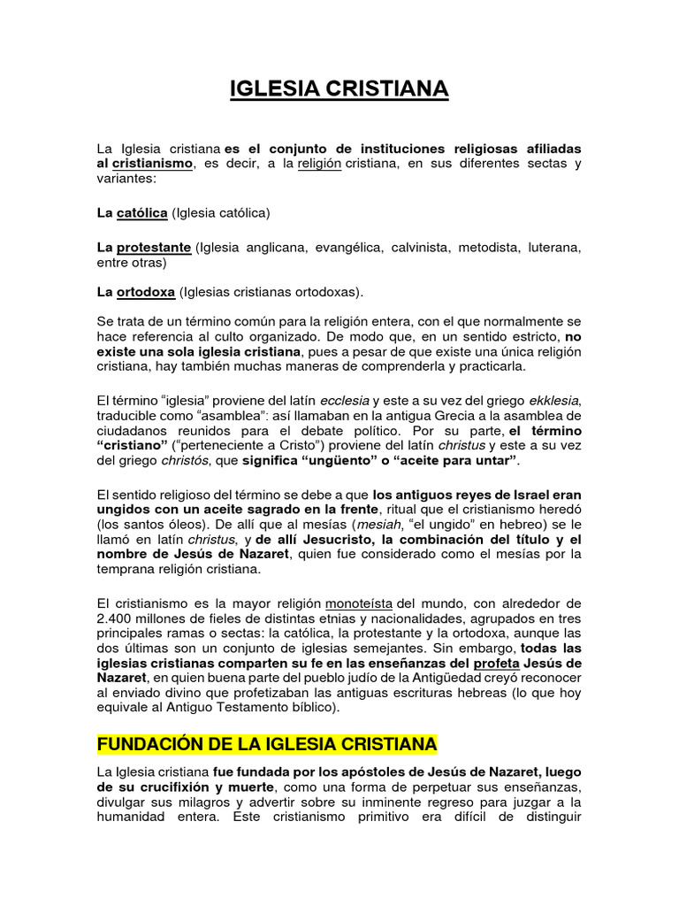 La Iglesia Cristiana y sus Variantes | PDF | protestantismo | Iglesia ...