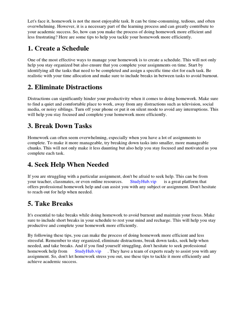 How To Do Your Homework More Efficiently | PDF | Homework | Social Media