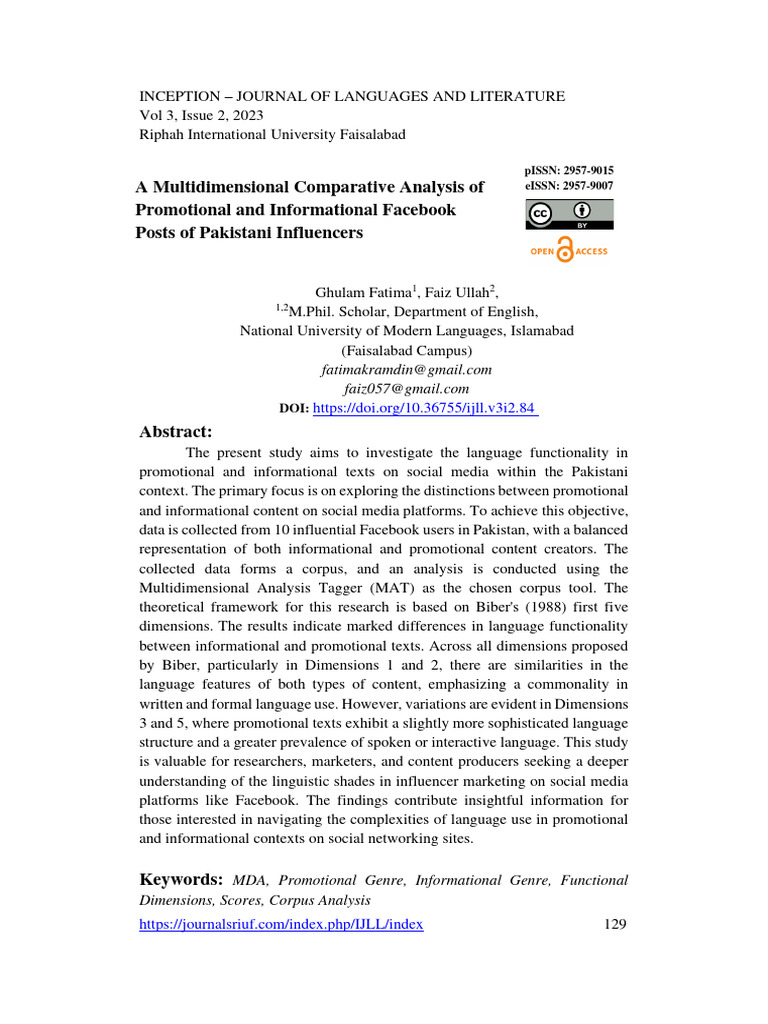 A Multidimensional Comparative Analysis of Promotional and ...