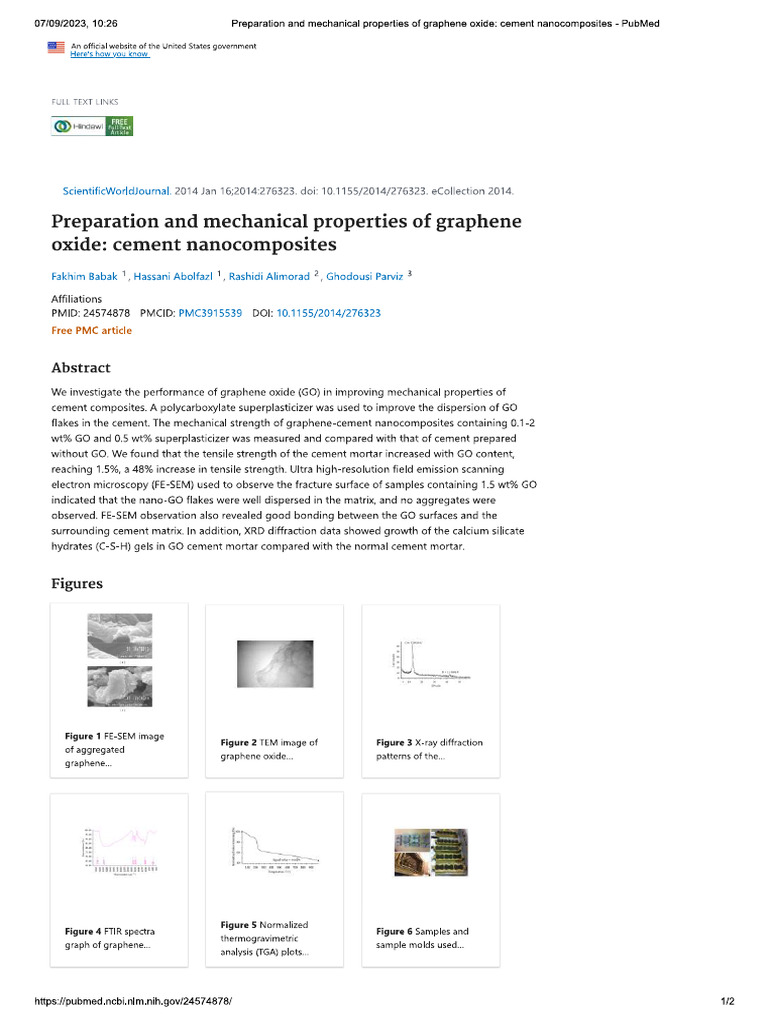 Preparation and Mechanical Properties of Graphene Oxide Cement | PDF