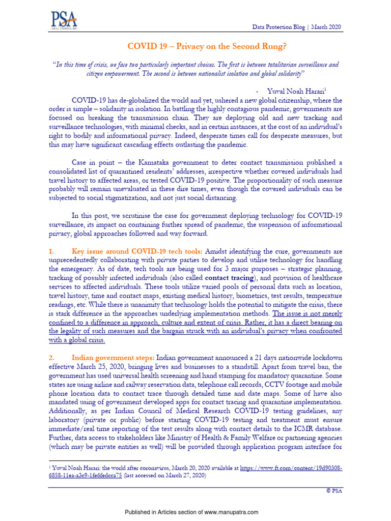 COVID-19 Surveillance vs. Privacy Rights | PDF | Privacy