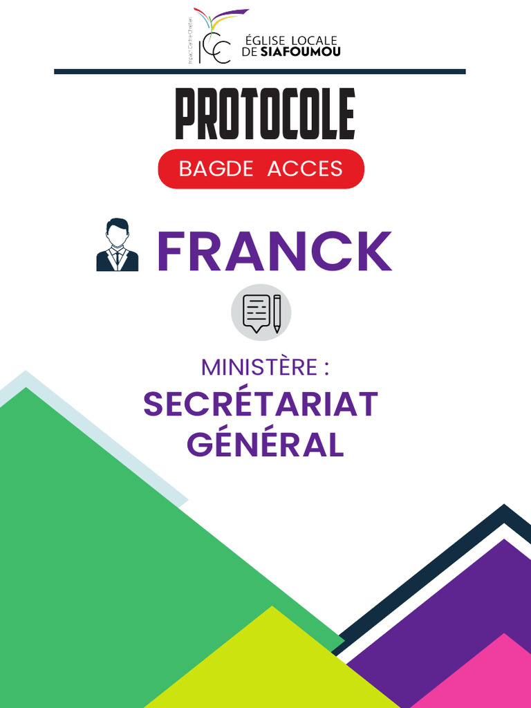Badges d'Accès pour le Protocole Église | PDF