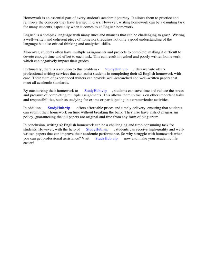 S2 English Homework Pdf Textbook Homework