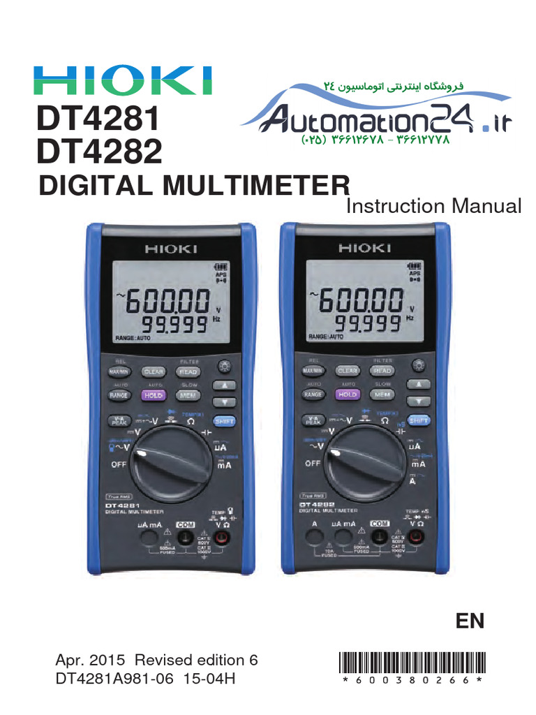 Hioki Multimeter 4281 & 4282 User Manual PDF Ac Power Plugs And
