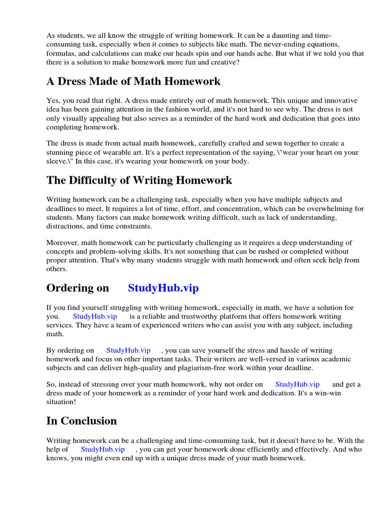 Creative Math Homework Dress Idea | PDF | Malala Yousafzai