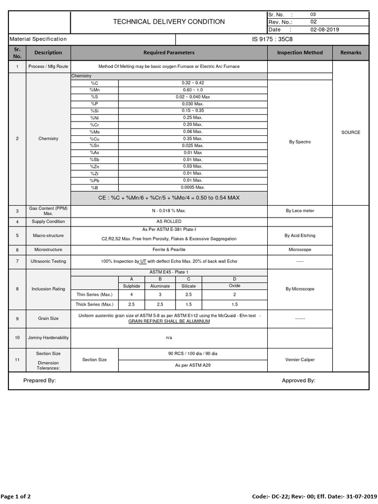 35C8 Material Specification Details | PDF | Steel | Building Engineering