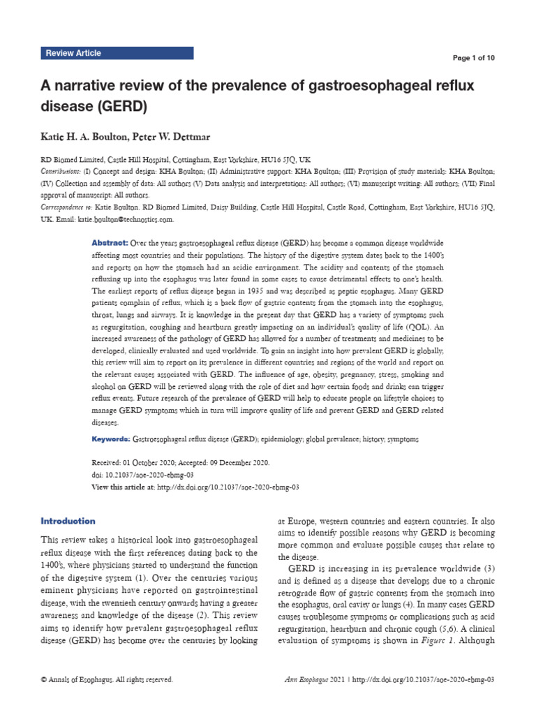 Global Prevalence of GERD: A Review | PDF | Gastroesophageal Reflux ...