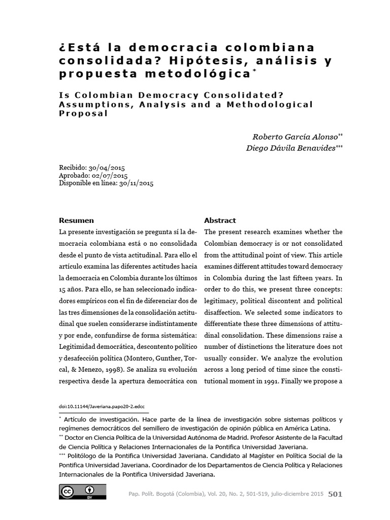 Consolidación de la democracia en Colombia | PDF | Democracia ...