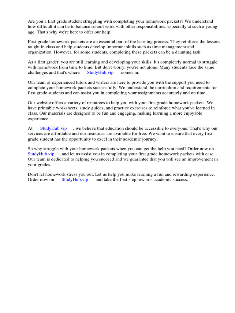 First Grade Homework Packets Printable | PDF | Worksheet | Homework