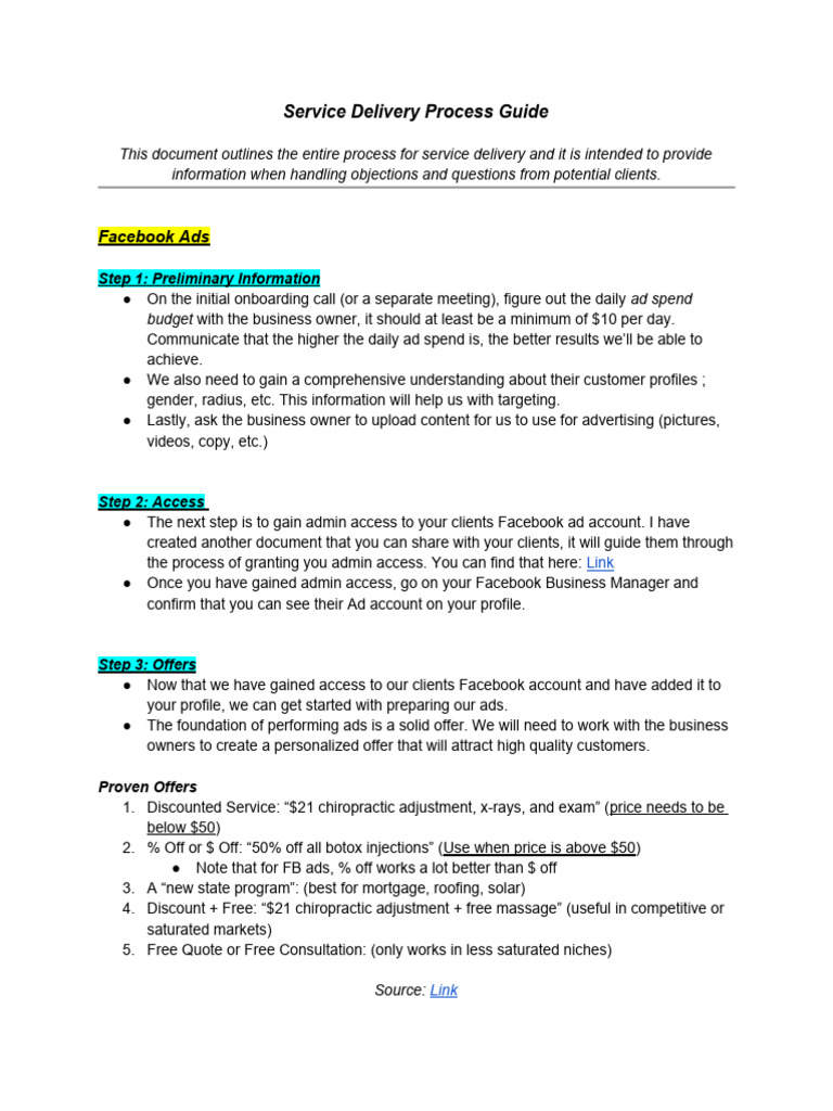 Facebook Ads Service Delivery Guide | PDF | Facebook | Business