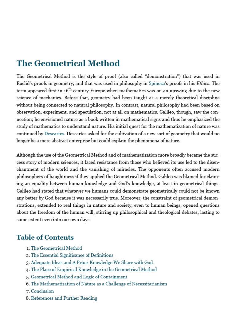 Goldenbaum, U. - Geometrical Method (IEP) | PDF | Rationalism | Empiricism