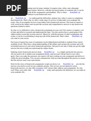 Astros Homework Answers